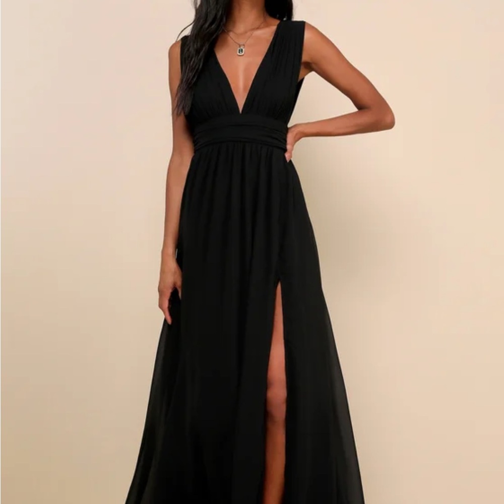 Lulu's Black Maxi Dress with Slit